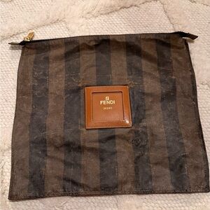 FENDI Penguin Stripe Large Clutch Zip Pouch